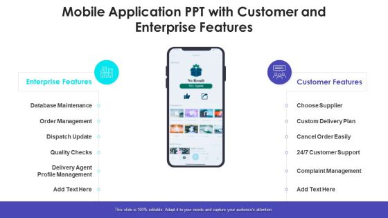 Mobile Application PPT With Customer And Enterprise Features Diagrams PDF