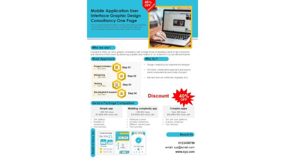 Mobile Application User Interface Graphic Design Consultancy One Page PDF Document PPT Template Mobile Application User Interface Graphic Design Consultancy One Page PDF Document PPT Template