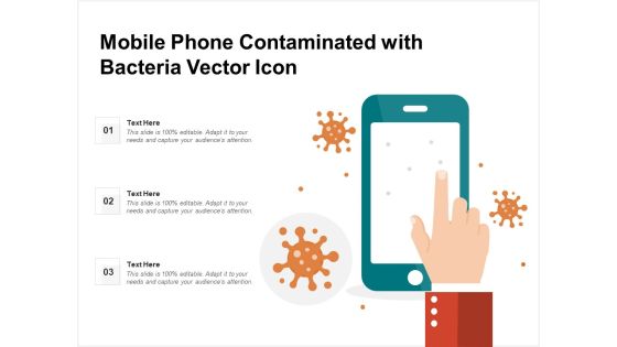 Mobile Phone Contaminated With Bacteria Vector Icon Ppt PowerPoint Presentation File Formats PDF