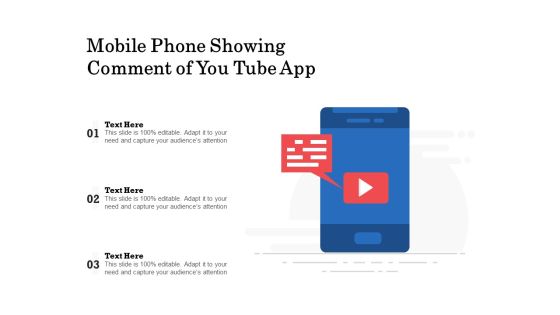 Mobile Phone Showing Comment Of You Tube App Ppt PowerPoint Presentation Professional Aids PDF