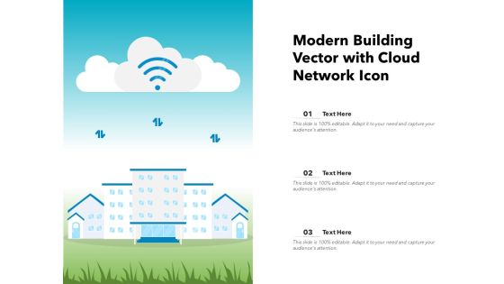 Modern Building Vector With Cloud Network Icon Ppt PowerPoint Presentation File Inspiration PDF