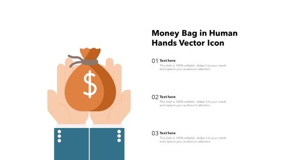 Money Bag In Human Hands Vector Icon Ppt PowerPoint Presentation File Template PDF