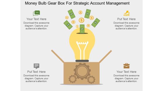 Money Bulb Gear Box For Strategic Account Management Powerpoint Template Money Bulb Gear Box For Strategic Account Management Powerpoint Template