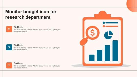 Monitor Budget Icon For Research Department Template PDF Monitor Budget Icon For Research Department Template PDF
