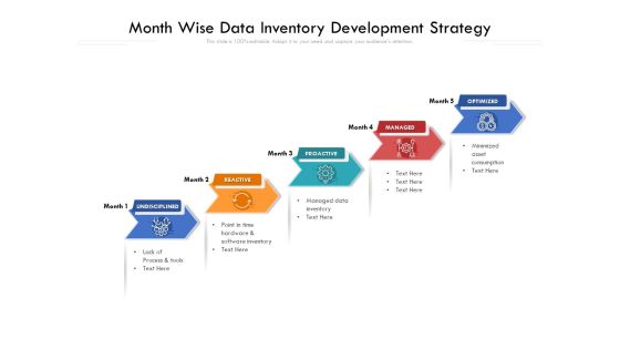 Month Wise Data Inventory Development Strategy Ppt PowerPoint Presentation File Gridlines PDF