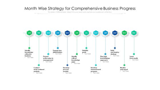 Month Wise Strategy For Comprehensive Business Progress Ppt PowerPoint Presentation Model Show PDF