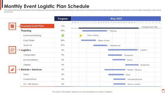 Monthly Event Logistic Plan Schedule Microsoft PDF