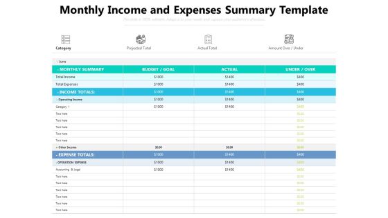 Monthly Income And Expenses Summary Template Ppt PowerPoint Presentation Gallery Samples PDF Monthly Income And Expenses Summary Template Ppt PowerPoint Presentation Gallery Samples PDF