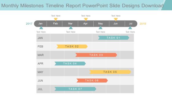 Monthly Milestones Timeline Report Powerpoint Slide Designs Download Monthly Milestones Timeline Report Powerpoint Slide Designs Download