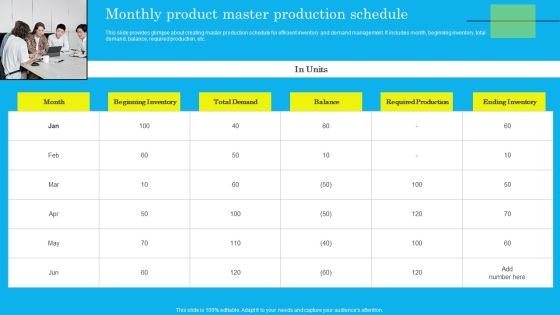 Monthly Product Master Production Schedule Background PDF