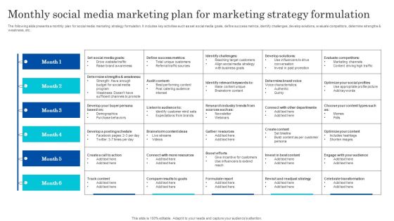 Monthly Social Media Marketing Plan For Marketing Strategy Formulation Brochure PDF Monthly Social Media Marketing Plan For Marketing Strategy Formulation Brochure PDF