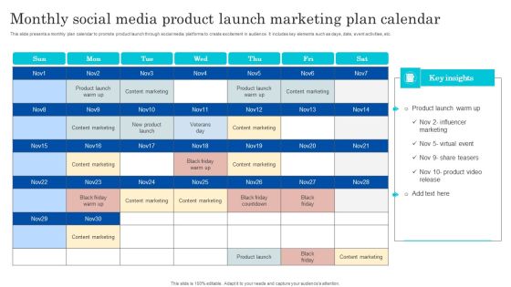 Monthly Social Media Product Launch Marketing Plan Calendar Rules PDF