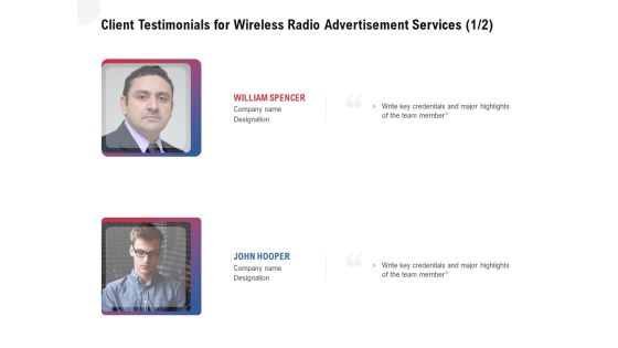 Multi Radio Waves Client Testimonials For Wireless Radio Advertisement Services Background PDF Multi Radio Waves Client Testimonials For Wireless Radio Advertisement Services Background PDF