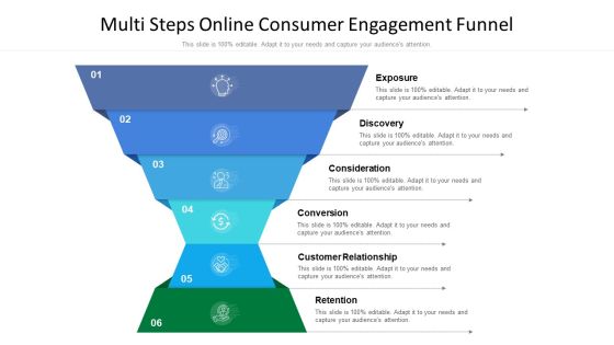 Multi Steps Online Consumer Engagement Funnel Ppt PowerPoint Presentation Gallery Deck PDF