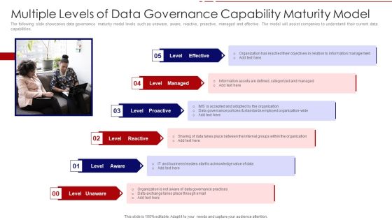 Multiple Levels Of Data Governance Capability Maturity Model Ppt PowerPoint Presentation Gallery Guidelines PDF