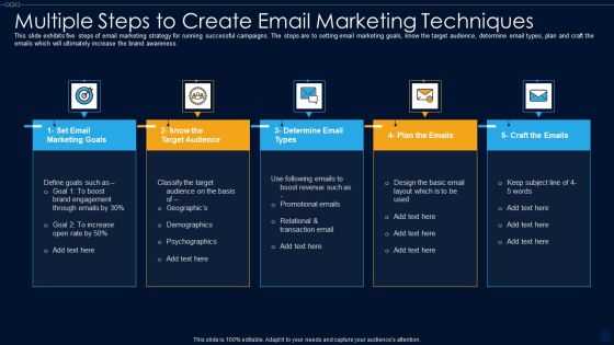 Multiple Steps To Create Email Marketing Techniques Ppt PowerPoint Presentation Gallery Master Slide PDF Multiple Steps To Create Email Marketing Techniques Ppt PowerPoint Presentation Gallery Master Slide PDF