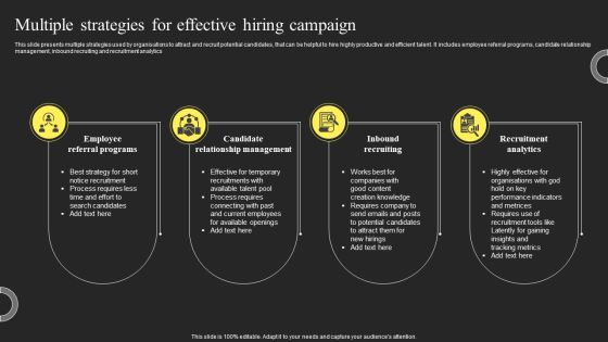 Multiple Strategies For Effective Hiring Campaign Infographics PDF Multiple Strategies For Effective Hiring Campaign Infographics PDF