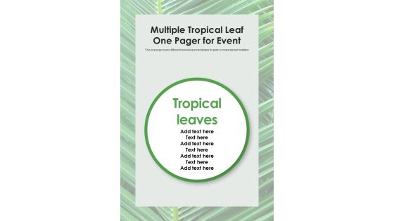 Multiple Tropical Leaf One Pager For Event PDF Document PPT Template Multiple Tropical Leaf One Pager For Event PDF Document PPT Template