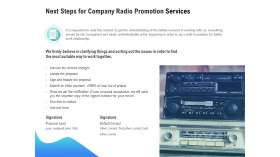 Music Promotion Consultation Next Steps For Company Radio Promotion Services Summary PDF Music Promotion Consultation Next Steps For Company Radio Promotion Services Summary PDF