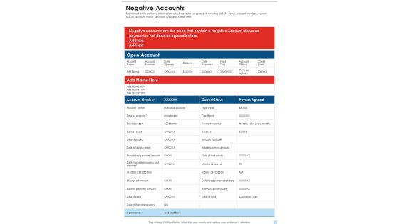 Negative Accounts Template 86 One Pager Documents Negative Accounts Template 86 One Pager Documents
