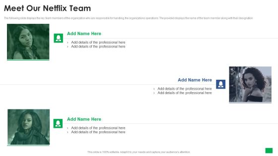 Netflix Capital Funding Elevator Pitch Deck Meet Our Netflix Team Guidelines PDF Netflix Capital Funding Elevator Pitch Deck Meet Our Netflix Team Guidelines PDF