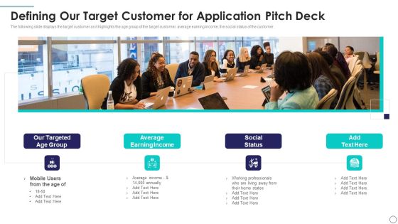 New Application Investment Presentation Defining Our Target Customer For Application Designs PDF New Application Investment Presentation Defining Our Target Customer For Application Designs PDF