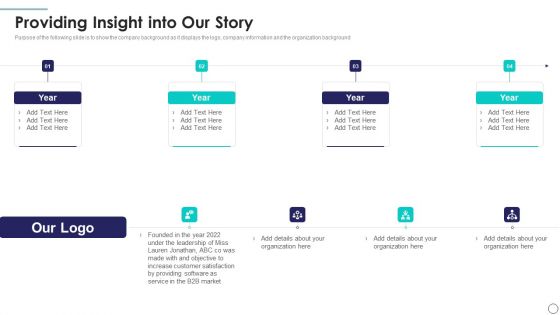 New Application Investment Presentation Providing Insight Into Our Story Formats PDF New Application Investment Presentation Providing Insight Into Our Story Formats PDF