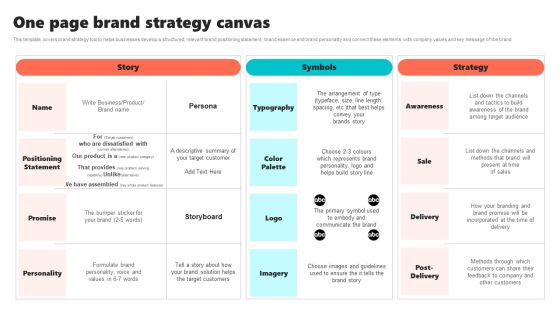 New Brand Introduction Plan One Page Brand Strategy Canvas Background PDF New Brand Introduction Plan One Page Brand Strategy Canvas Background PDF