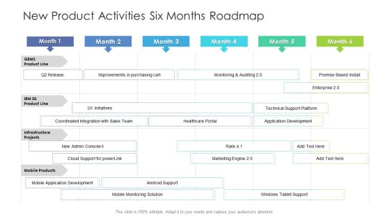 New Product Activities Six Months Roadmap Diagrams New Product Activities Six Months Roadmap Diagrams