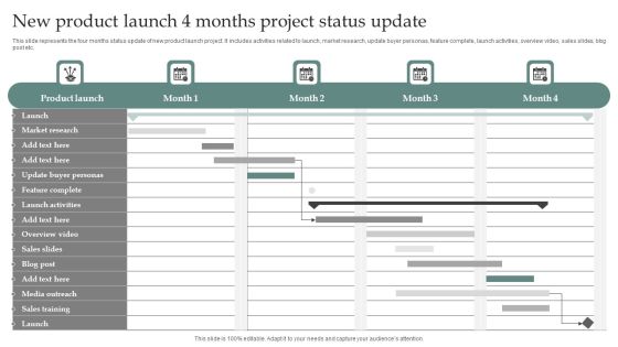 New Product Launch 4 Months Project Status Update Brochure PDF New Product Launch 4 Months Project Status Update Brochure PDF