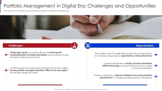 New Project Management Portfolio Management In Digital Era Challenges And Opportunities Sample PDF