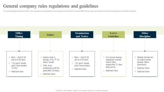 New Staff Onboarding Program General Company Rules Regulations And Guidelines Elements PDF