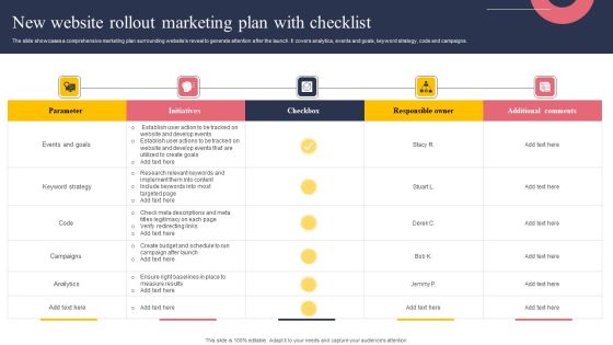 New Website Rollout Marketing Plan With Checklist Background PDF New Website Rollout Marketing Plan With Checklist Background PDF