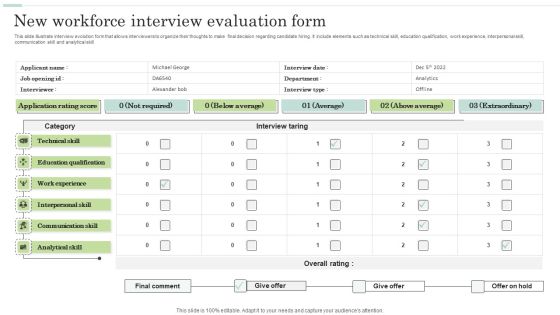 New Workforce Interview Evaluation Form Icons PDF