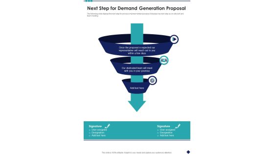 Next Step For Demand Generation Proposal One Pager Sample Example Document