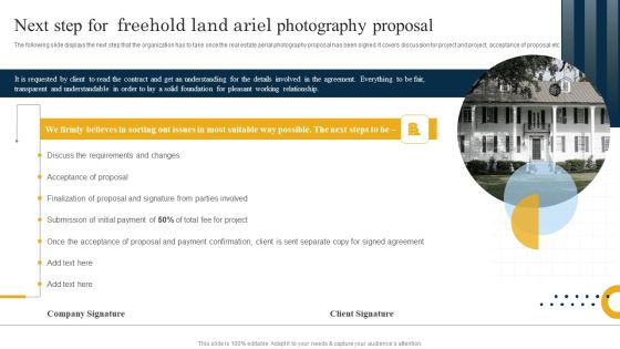 Next Step For Freehold Land Ariel Photography Proposal Clipart PDF