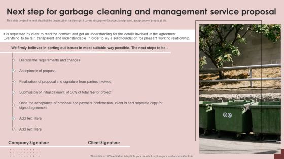 Next Step For Garbage Cleaning And Management Service Proposal Sample PDF Next Step For Garbage Cleaning And Management Service Proposal Sample PDF