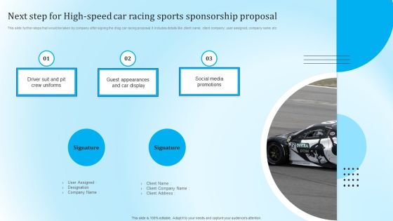 Next Step For High Speed Car Racing Sports Sponsorship Proposal Diagrams PDF Next Step For High Speed Car Racing Sports Sponsorship Proposal Diagrams PDF