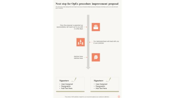 Next Step For Opex Procedure Improvement Proposal One Pager Sample Example Document Next Step For Opex Procedure Improvement Proposal One Pager Sample Example Document