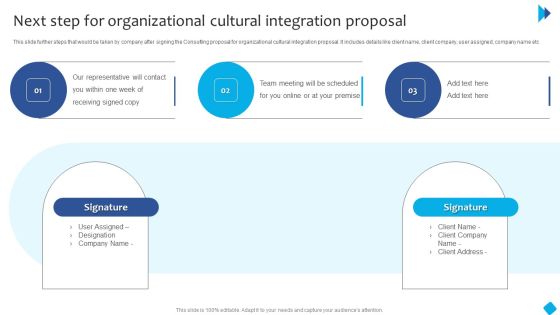Next Step For Organizational Cultural Integration Proposal Ideas PDF