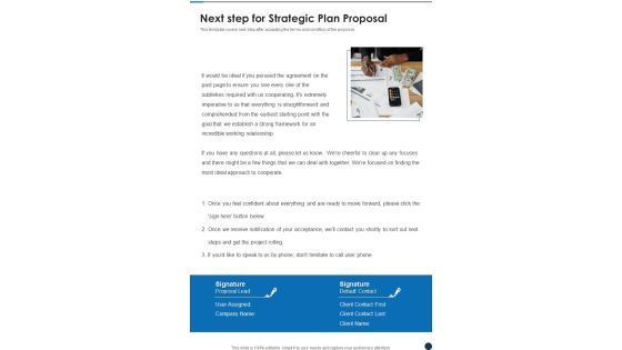 Next Step For Strategic Plan Proposal One Pager Sample Example Document Next Step For Strategic Plan Proposal One Pager Sample Example Document