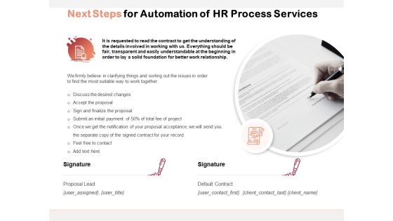 Next Steps For Automation Of HR Process Services Ppt PowerPoint Presentation Gallery Tips PDF