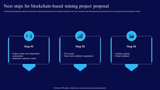 Next Steps For Blockchain Based Mining Project Proposal Ppt Icon Design Templates PDF Next Steps For Blockchain Based Mining Project Proposal Ppt Icon Design Templates PDF
