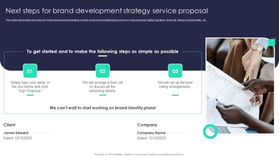 Next Steps For Brand Development Strategy Service Proposal Slides PDF Next Steps For Brand Development Strategy Service Proposal Slides PDF