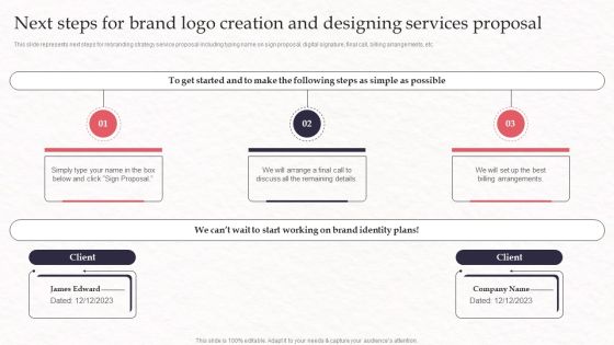 Next Steps For Brand Logo Creation And Designing Services Proposal Structure PDF Next Steps For Brand Logo Creation And Designing Services Proposal Structure PDF