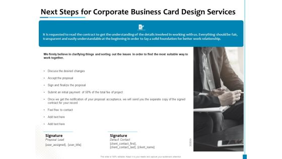 Next Steps For Corporate Business Card Design Services Formats PDF Next Steps For Corporate Business Card Design Services Formats PDF