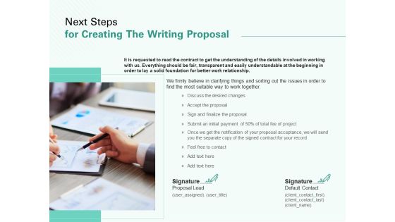 Next Steps For Creating The Writing Proposal Ppt Icon Gridlines PDF Next Steps For Creating The Writing Proposal Ppt Icon Gridlines PDF
