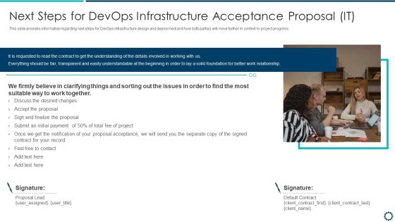 Next Steps For Devops Infrastructure Acceptance Proposal IT Ideas PDF Next Steps For Devops Infrastructure Acceptance Proposal IT Ideas PDF
