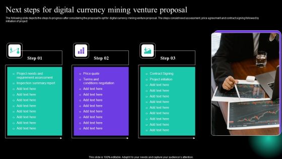 Next Steps For Digital Currency Mining Venture Proposal Summary PDF Next Steps For Digital Currency Mining Venture Proposal Summary PDF