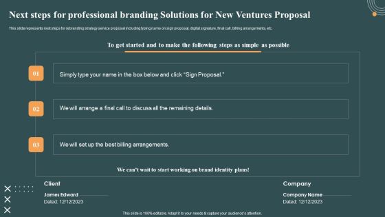 Next Steps For Professional Branding Solutions For New Ventures Proposal Pictures PDF Next Steps For Professional Branding Solutions For New Ventures Proposal Pictures PDF